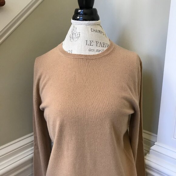 Neiman Marcus Cashmere Sweater Womens Large Brown Tan Crew Neck Long Sleeve Knit - Picture 3 of 11